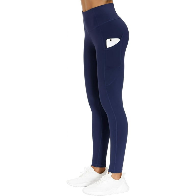THE GYM PEOPLE Thick High Waist Yoga Pants with Pockets, Tummy Control  Workout Running Yoga Leggings for Women Large Blue