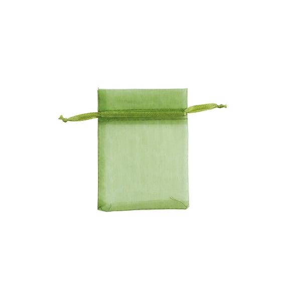 Basil Organza Drawstring Pouches - 3"W x 4"H  - Pack of 50