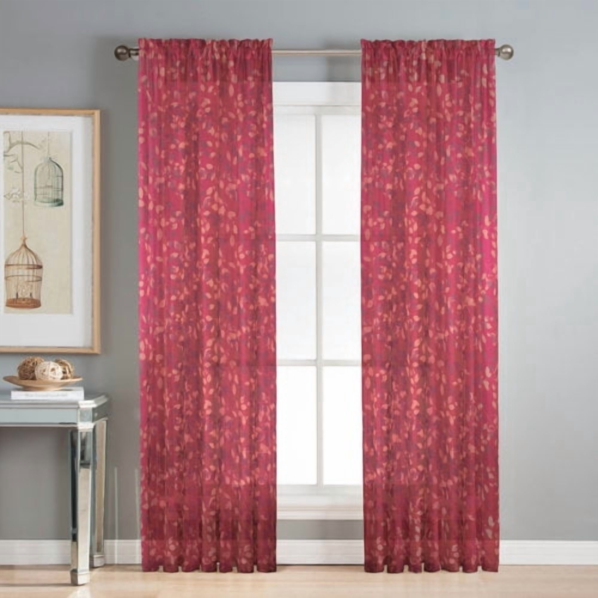 Pinehurst Printed Sheer Extra Wide 54 x 84 in. Rod Pocket Curtain Panel