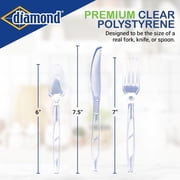 Diamond All Occasion 288 Count Clear Plastic Disposable Cutlery Utensil Set - 144 Forks, 96 Spoons, 48 Knives