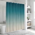 thumbnail image 5 of Teal Blue Ombre Shower Curtain Set - Small 36" x 72" Washable Bathtub Curtain with 12 Hooks, Contemporary Gradient Abstract Art Waterproof Fabric Stall Shower Curtains for Bathroom/Bathtub Décor, 5 of 6