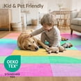 thumbnail image 4 of ODIKA 8'x10' Washable Area Rug Pink Abstract Checkered Grid Funky Wavy Pastel Blocks Orange for Living Room, Under Sectional, Family , Durable, Non-Slip, 4 of 7
