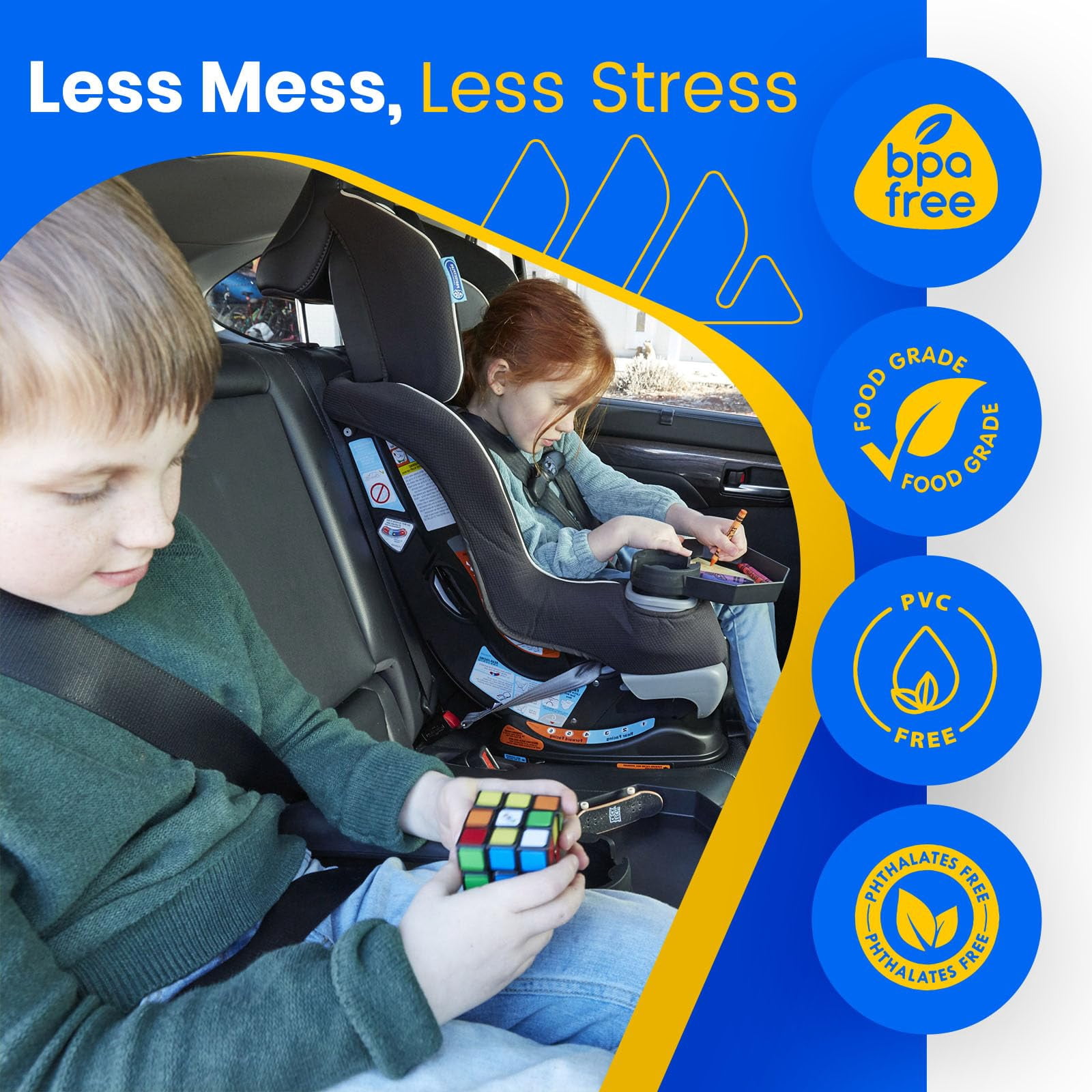 Kids Travel Tray Large Base - Car Seat and Car Cup Holder Tray - Tray for