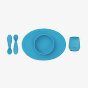 ezpz First Foods Set (Sage) - 100% Silicone Suction Bowl, 2oz Cup, Tiny Spoons - Designed by a Pediatric Feeding Specialist - 6 Months+
