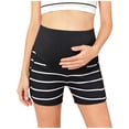 thumbnail image 6 of Zulora Pregnancy Maternity Shorts High Waist Over Belly Ribbed Striped Casual Pocket Summer Shorts For Pregnant Women​, 6 of 6