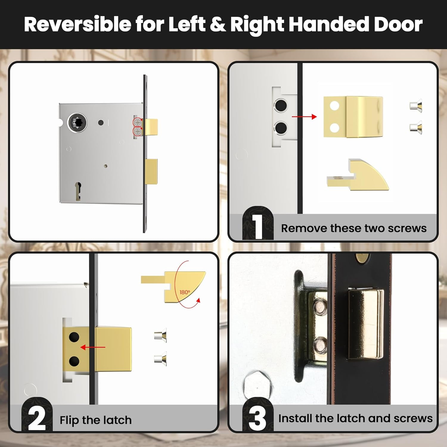 Antique Door Knobs Interior Mortise Lock Oil Rubbed Bronze Door Knob Crystal Glass Door Handle Vintage Skeleton Key Door Locks for Bedrooms Bathroom