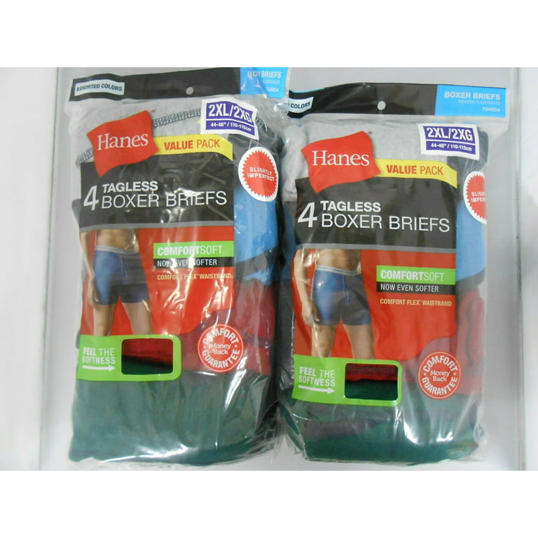 Hanes Men's Boxer Briefs 8-PACK SIZE 2XL 3XL Tagless Underwear 