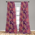 thumbnail image 2 of Leafy Design Window Curtains, Pop Art Colors Simple Leaves Silhouettes Tropical Vibes Print, Lightweight Decor 2-Panel Set with Rod Pocket, Pair of - 28"x84", Magenta Pale Lilac Indigo, by Ambesonne, 2 of 3