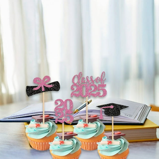 2025 Graduation Party Decorations Card Slot Inserts For Cupcake Toppers Paper Graduation Design Cake Decorations For Party Supplies And Celebrations for Men Work Boots Small Garden Flags for outside