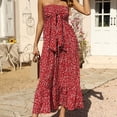 thumbnail image 3 of Boho Maxi Dress for Women Summer Floral Off Shoulder Strapless Ruffle Beach Vacation Clothes Outfits for Women Flowy Long Dresses Vestidos Casuales Para Mujer, 3 of 8