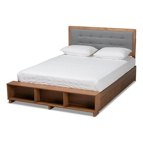 Bowery Hill Modern 4-Drawer Wood Queen Size Platform Storage Bed in Ash Walnut