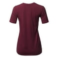 thumbnail image 3 of A2Y Women's Basic Solid Premium Cotton Short Sleeve Crew Neck T Shirt Tee Tops Dark Burgundy L, 3 of 6