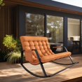 thumbnail image 1 of Sillón mecedor doble, sofá de piso, sillón con respaldo alto, sillón reclinable relajante moderno para guardería, apartamento, decoración del hogar Naranja, 1 of 8
