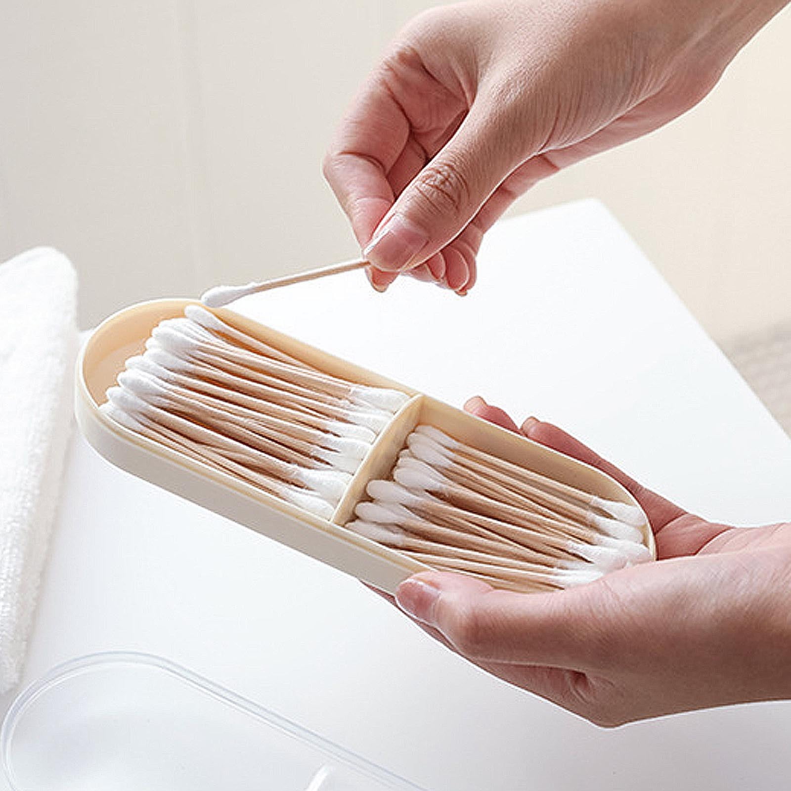 DODAMOUR 2 Pack Cotton Swab Qtip Holder, Plastic Dispenser