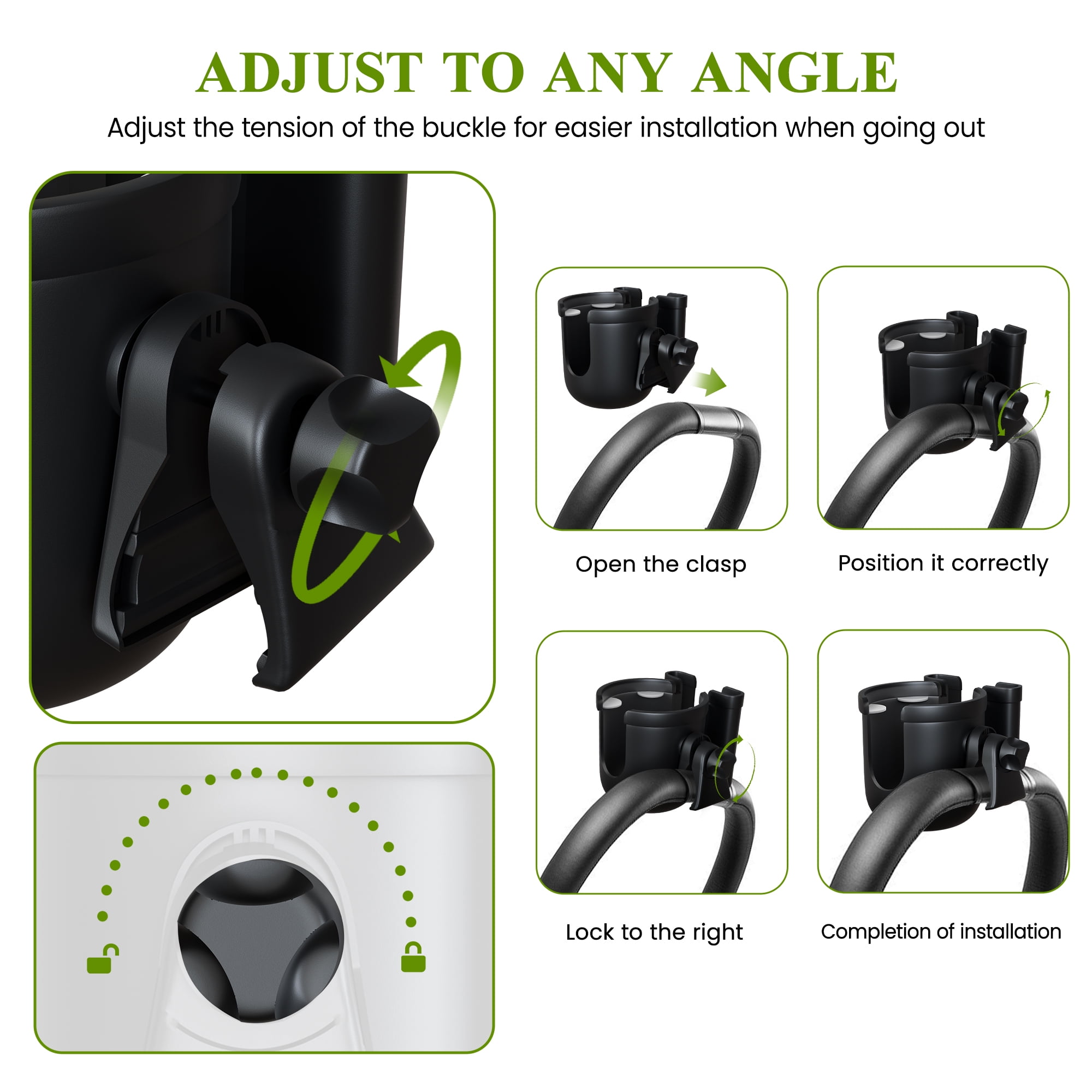 COOLHUT 30+ Miles Long Travel Range Electric Wheelchair Cup Holde, Suitable for walkers, wheelchairs, walkers, Black
