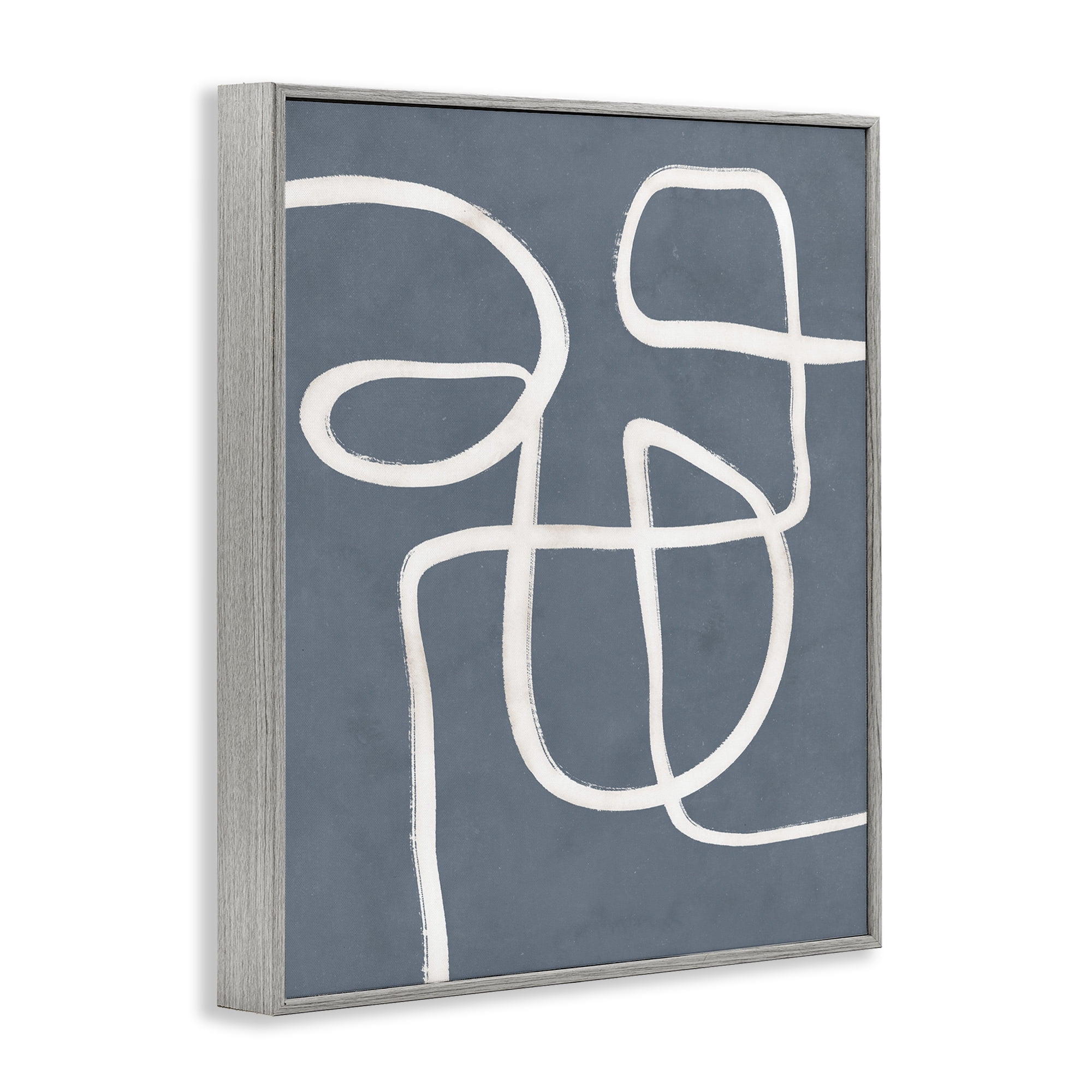 Stupell Industries Freeflow Line on Blue Abstract Painting Gray Framed Art Print Wall Art, 11 x 14