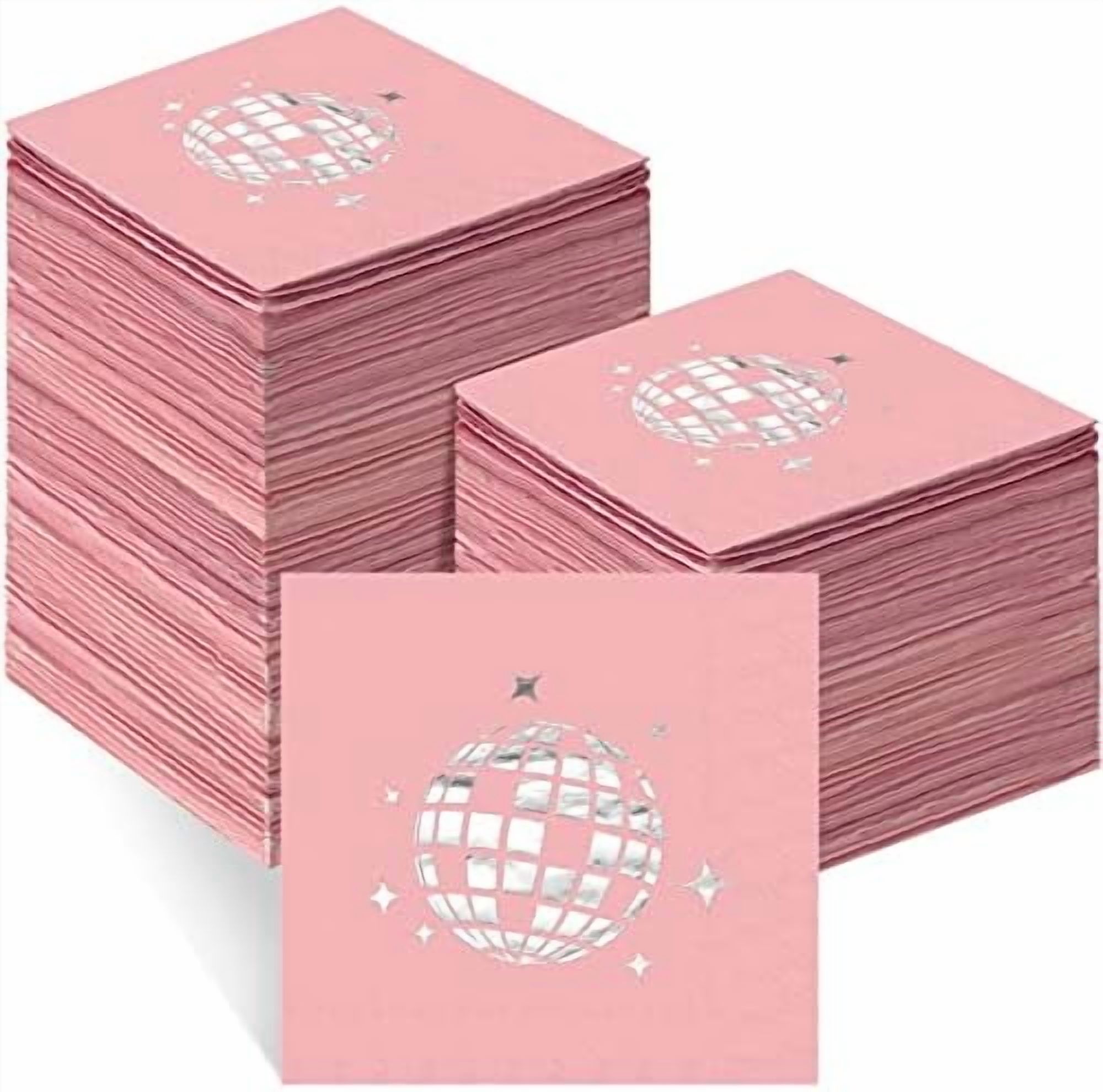 120 Sheets 70s Pink Disco Party Napkins Stylish Disposable 80s 90s Party Supplies Disco Ball Napkins Paper for Engagement Birthday Graduation Baby Shower Bachelorette Hip Hop Decorations