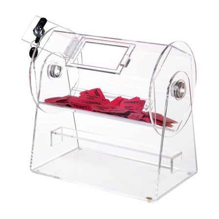 Acrylic Raffle Drum, Professional Raffle Ticket Spinning Cage with 2 Keys, Transparent Lottery Spinning Drawing, Raffle Ticket Box for Lottery Games Bingo