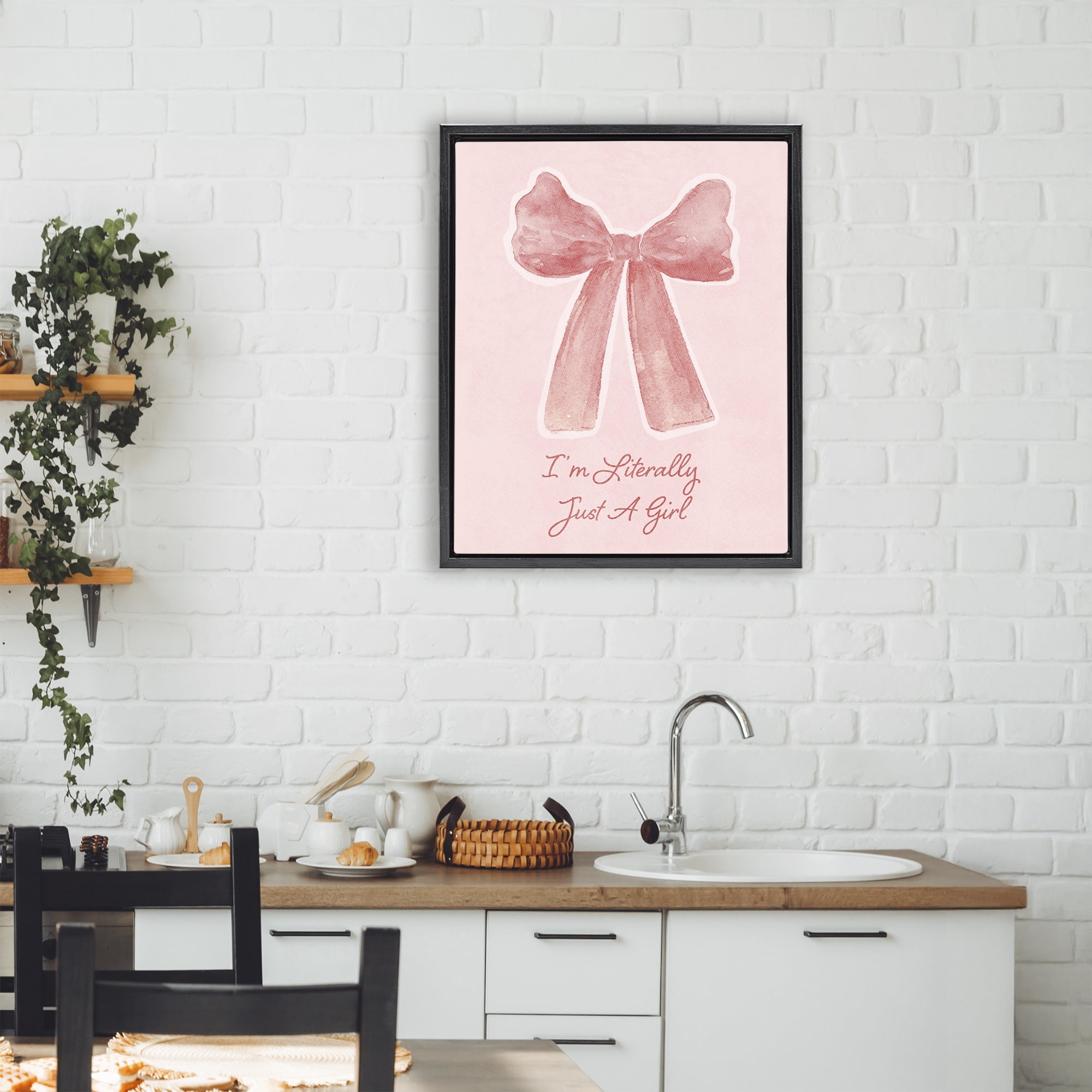 Stupell Industries Literally Just A Girl Black Framed Floater Canvas Wall Art, design by Lucille Price