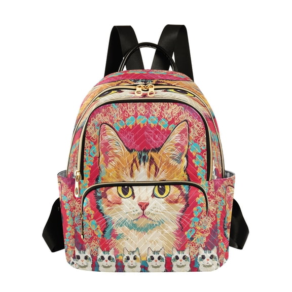 WOBOGO Cute Calico Cat Butterfly Backpack Durable Lightweight Shoulder Bag Built-in Laptop Sleeve and Multiple Utility Compartments
