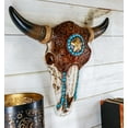thumbnail image 6 of Western Star Tooled Leather Steer Bison Buffalo Bull Cow Horned Skull Wall Decor, 6 of 7