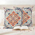 thumbnail image 4 of Pack of 2 Outdoor Pillow Covers 18x18 Inch Waterproof Boho Orange Blue Throw Pillow Covers,Decorative Couch Pillow Shams Protectors Ethnic Vintage Geometric Art Boho Patio Pillowcases Cushion Covers, 4 of 8