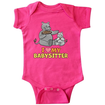 

Inktastic I Love My Babysitter Hippos Gift Baby Boy or Baby Girl Bodysuit