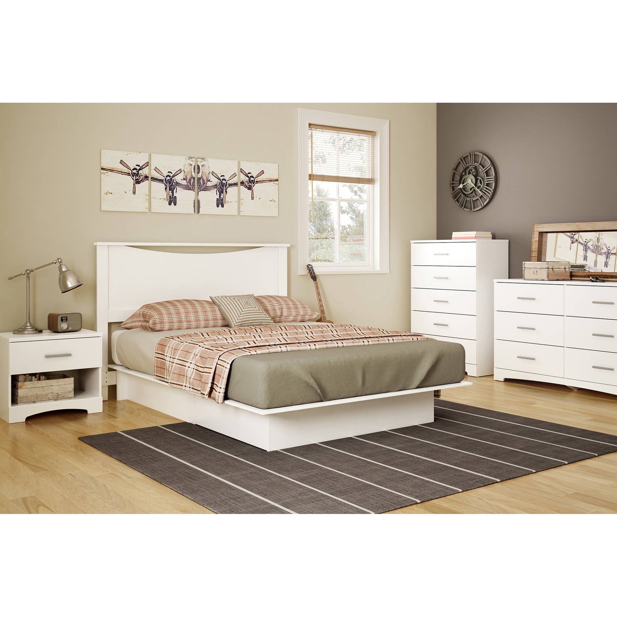 South Shore Gramercy 1 Drawer Nightstand White Walmart Com Walmart Com
