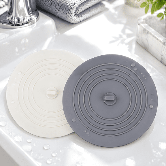 2 Pack Silicone Bathtub Drain Stopper, Large 6 Inches Flat Suction Drain Plug Hair Catcher, Universal Tub Stopper for Bathroom, Shower, Kitchen Sink & Laundry