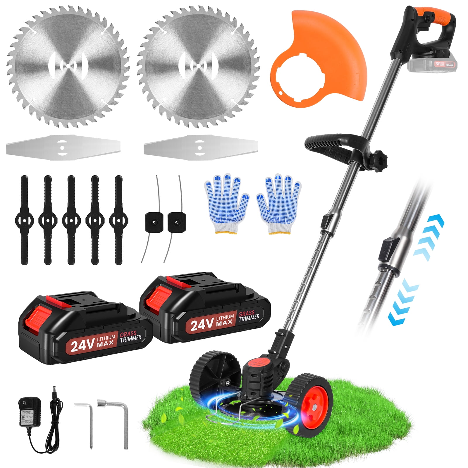 NEXPOW 24V Cordless Grass Trimmer  Lightweight Lawn Edger & Weed Cutter for Garden & Yard Care, Orange