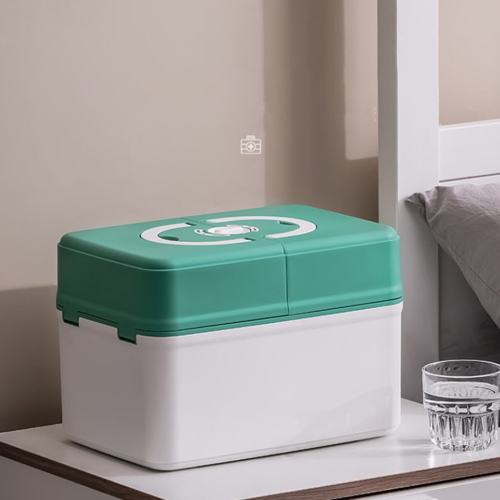 YAHHU Medicine Storage Box Emergency Supplies Organizer Medical Kit Container for Kindergarten School Home Green - Large Capacity First Aid Box (12.99 inches / 33 cm Length, 3.08 lbs / 1400 g)