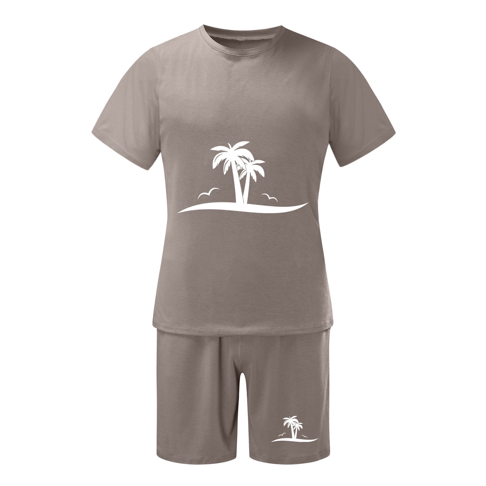 Grey Jackets For Men Men Summer Outfit Beach Short Sleeve Printed