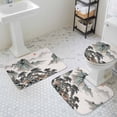 thumbnail image 3 of Tree Mountain Bathroom Rugs Set Oriental Traditional Ink Painting Landscape Non Slip Absorbent Soft Bath Mats 3 Piece Set with Bathroom Rug, U-Shaped Floor Mat, Toilet Seat Cover Small Size, 3 of 9