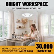 Bell + Howell Hex Bulb E26 LED Ultra Bright 6 Panel Light Bulb, Socket Light, Adjustable Shop Light Ceiling Light, No Wiring Needed, 60 Watts