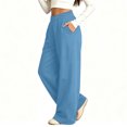 thumbnail image 6 of Lmnyox Kid's Sweatpants Wide Leg Baggy Solid Color High Waist Sports Pants Fleece Lined Joggers with Pockets, 6 of 9