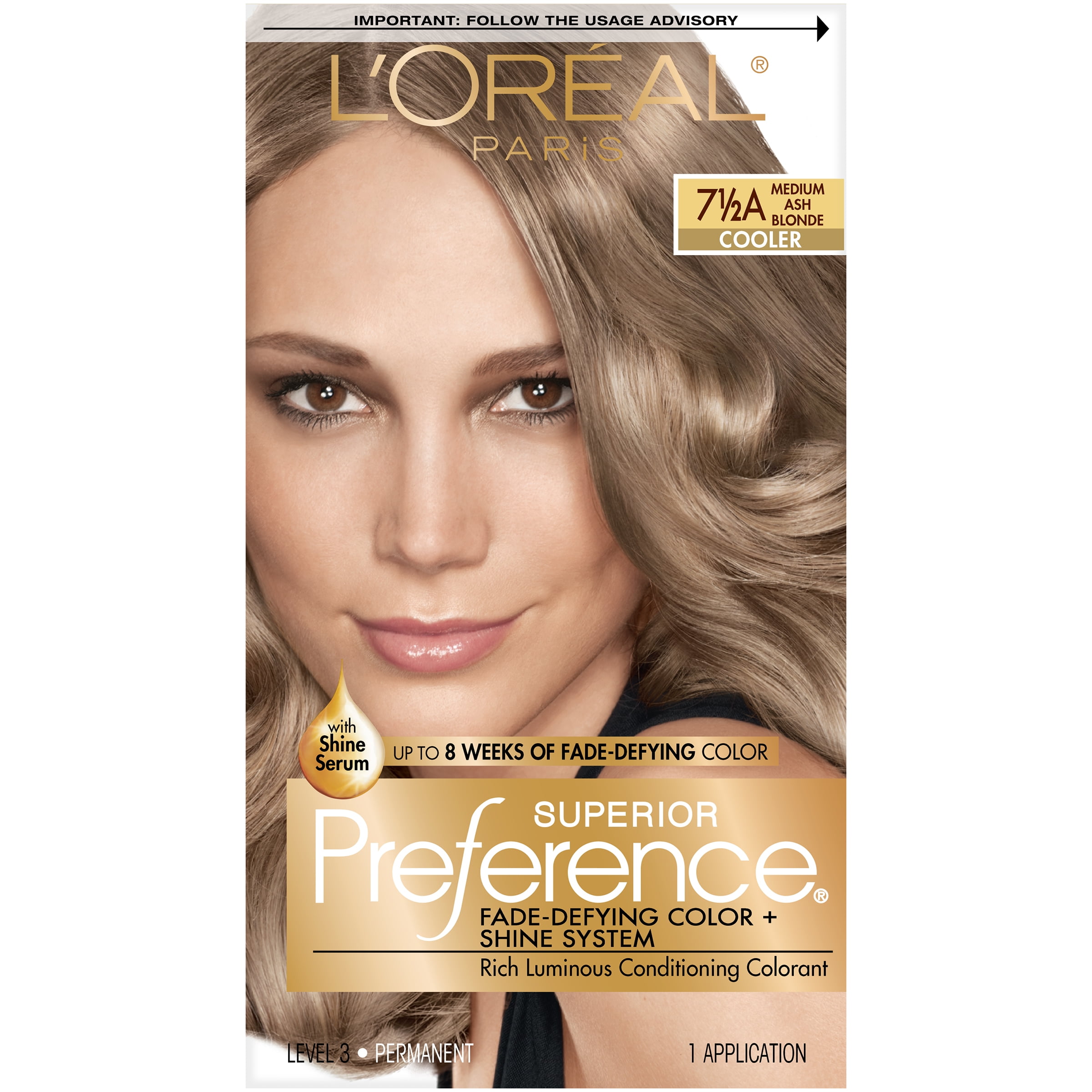 L'Oreal Paris Superior Preference Fade-Defying Shine Permanent Hair Color,   Medium Ash Blonde, 1 Kit 