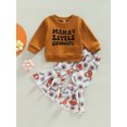 thumbnail image 2 of Seyurigaoka Toddler Baby Girls 2 Pieces Outfit Letter Print Round Neck Long Sleeve Sweatshirts Tops + Floral Print Flare Pants Fall Set, 2 of 8