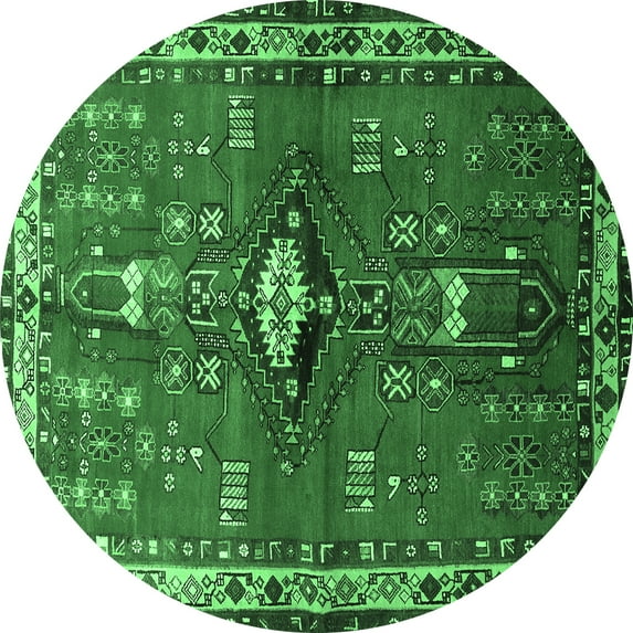 Ahgly Company Indoor Round Persian Emerald Green Traditional Area Rugs, 6' Round