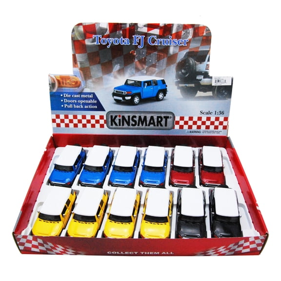 Toyota FJ Cruiser SUV Diecast Car Package - Box of 12 1/36 scale Diecast Model Cars, Assorted Colors