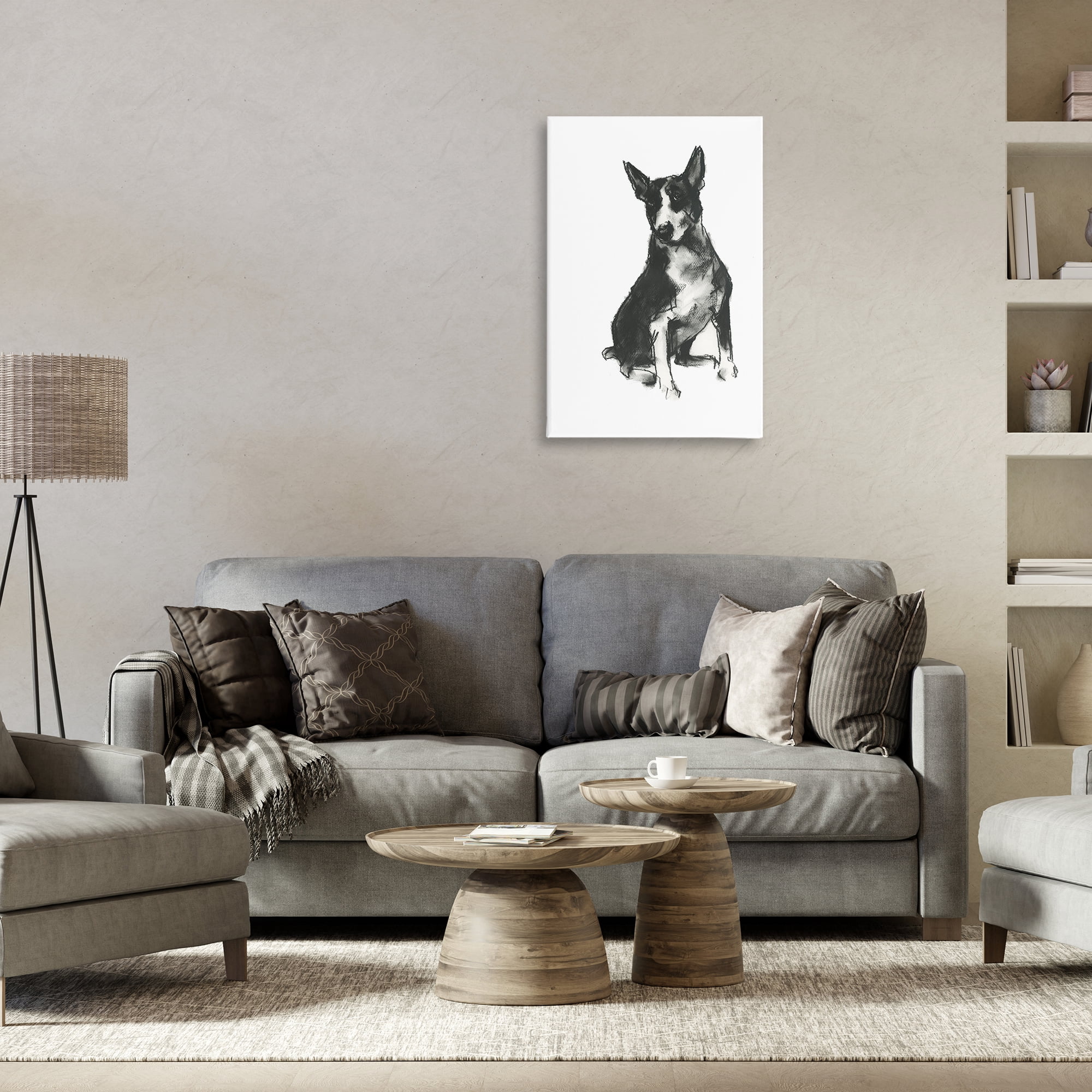 Stupell Industries Charcoal Dog Drawing Animals & Insects Drawing Gallery Wrapped Canvas Art Print Wall Art, 20 x 30