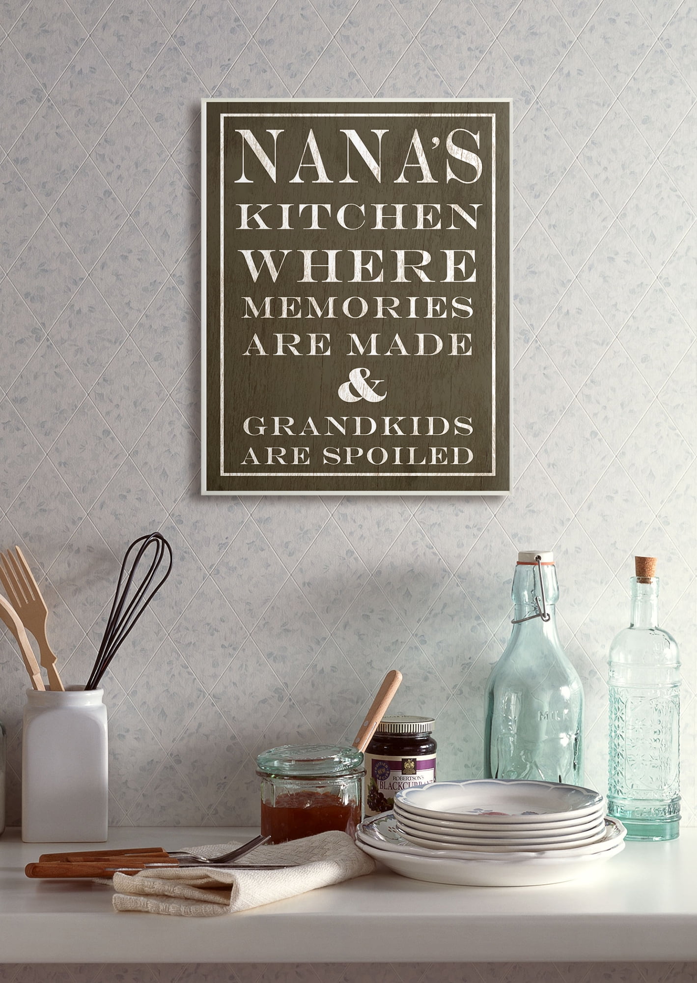 Stupell Industries Nanas Kitchen and Spoiled Grandkids Dark Food & Beverage Painting Unframed Art Print Wall Art, 10 x 15