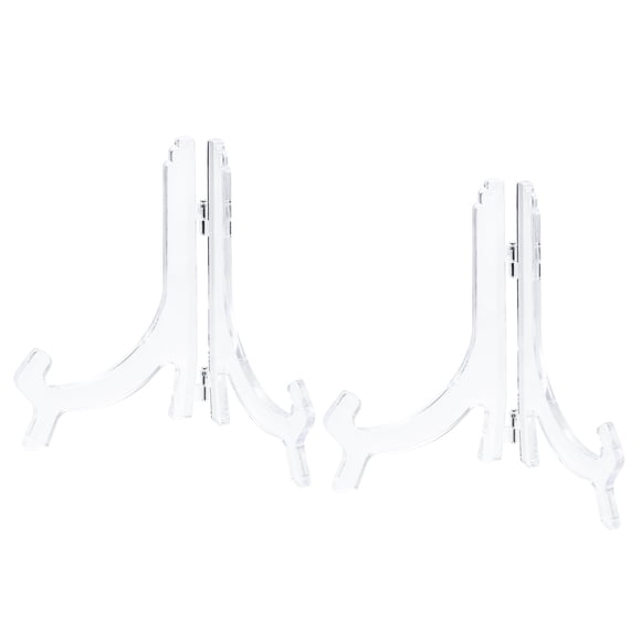 Soporte de caballete de acrílico de 6.3" Uxcell, soporte de exhibición plegable claro para marco de fotos 2 paquetes