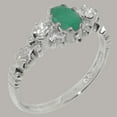 thumbnail image 2 of LBG British Made 10k White Gold Natural Emerald & Diamond Womens Anniversary Ring - 33 size options - Size 7.75, 2 of 9