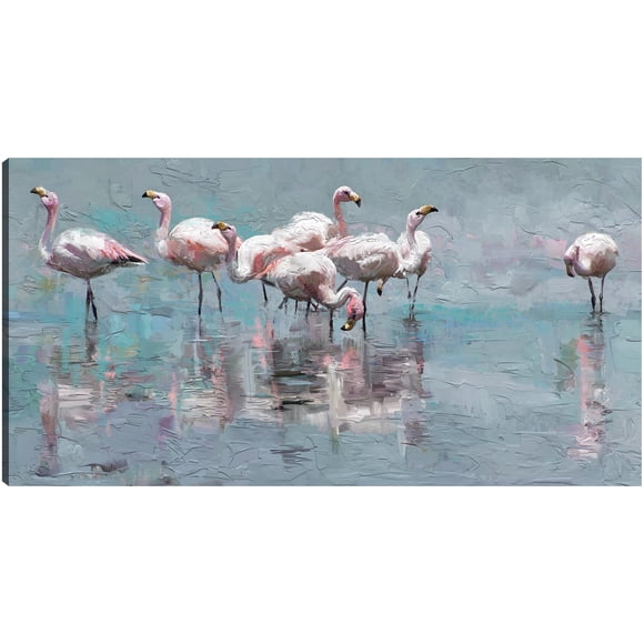 Cuadro Decorativo - Fiesta de flamencos Jr Impresión en canvas, estrechado