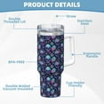 thumbnail image 5 of Vsdgher Flower Blue Skull Pattern 40 oz Tumbler with Handle and Straw Lid | Insulated Cup Reusable Stainless Steel Water Bottle Travel Mug | Gifts for Women Men Him Her, 5 of 8