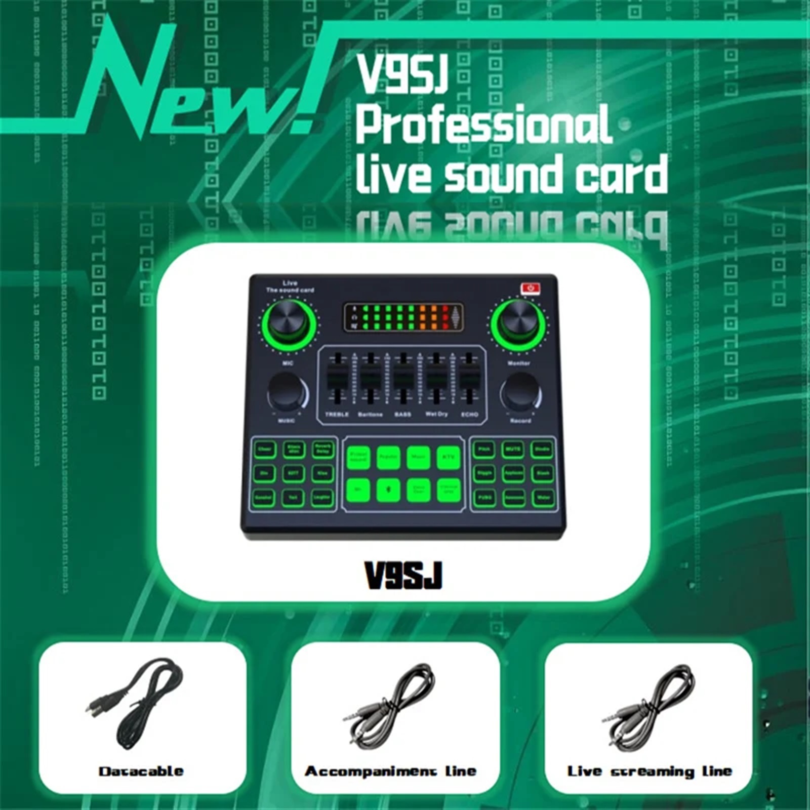 HD V9SJ Sound Card Live Sound Cards External Au-dio Mixer For Broadcast Recording Home KTV Game Music Singing PC Phone ,Easy to Operate