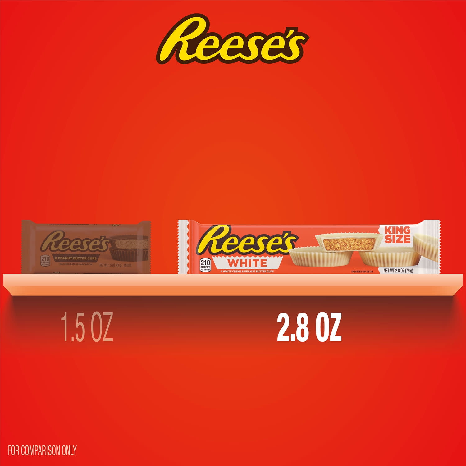 Reese's White Creme King Size Peanut Butter Cups Candy, Packs 2.8 oz, 18 Count