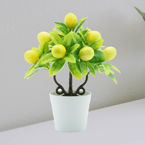 Plantas artificiales en maceta, planta falsa en maceta pequeña, decoración del hogar, plantas artificiales pequeñas, planta de artificial para Limón
