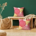thumbnail image 2 of Decorative Preppy Pillow Covers 16x16 Inch Set of 2 Pink Yellow Dahlia Floral Decor Throw Pillows Summer Modern Geometry Flower Outdoor Decorative Cushion Cases for Sofa Couch Bed Decorations, 2 of 6