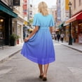 thumbnail image 4 of LIaqionyy Dresses for Women Summer Fashion Casual Short Sleeve V Neck Flowy Elegant Dress Vacation Sundress, 4 of 7